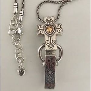 Brighton ID Badge Clip Cross Necklace